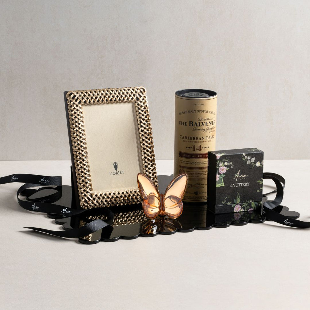 Baccarat Lucky Butterfly & L'Objet Gold Braid Frame Package